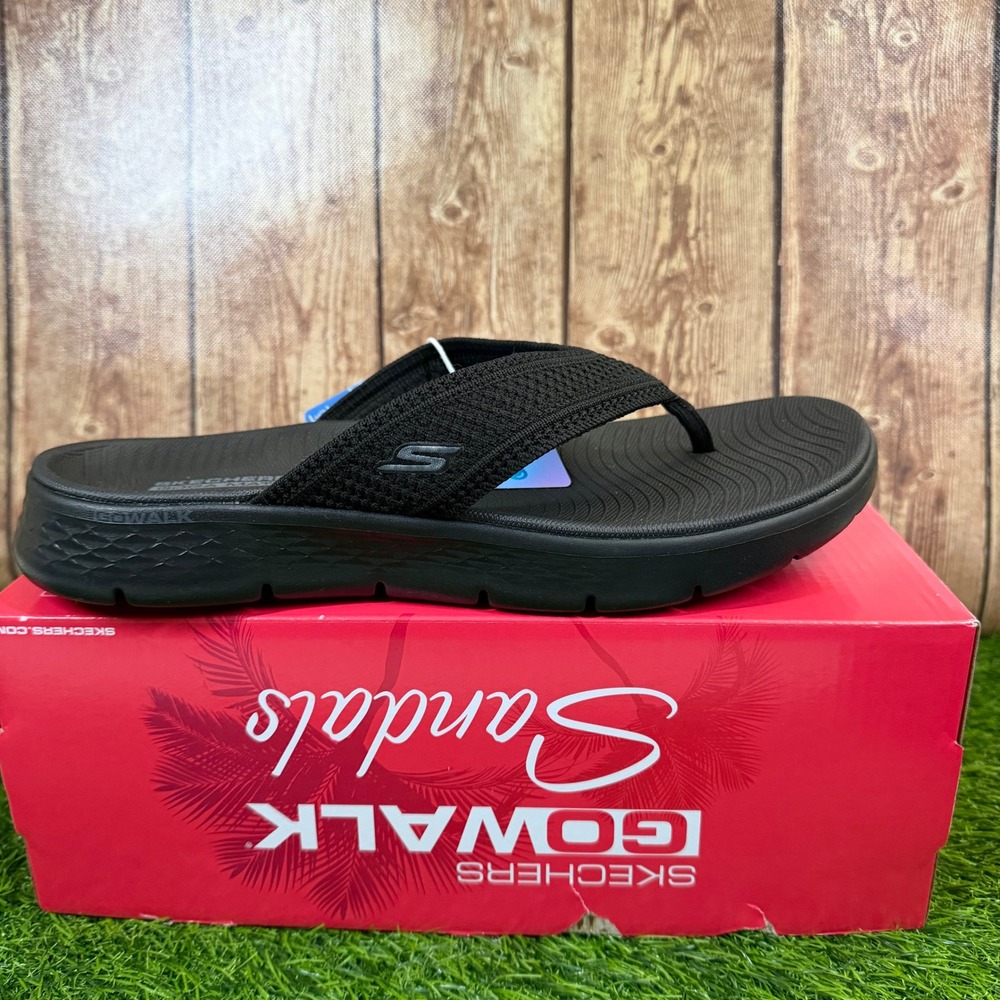 Skechers Go Walk Flex Holly Sandals Womens 10 Black Goga Mat Comfort New
